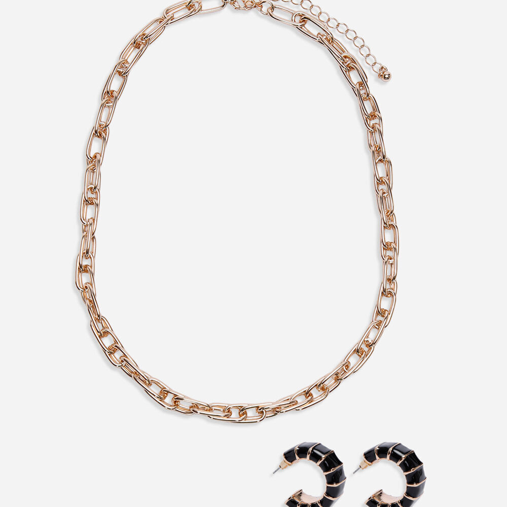 Kit de colar e brinco argola dourado Kit de colar e brinco argola dourado