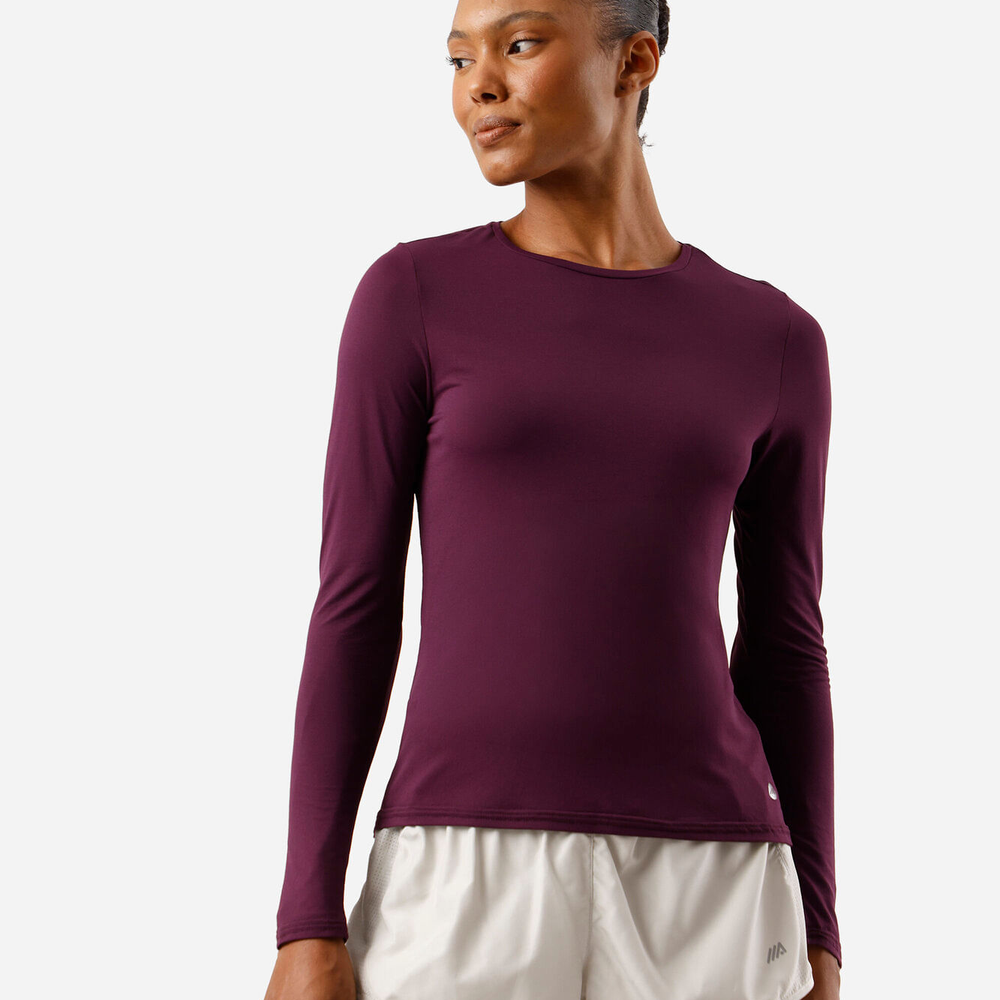 Blusa feminina esportiva de poliamida manga longa roxa
