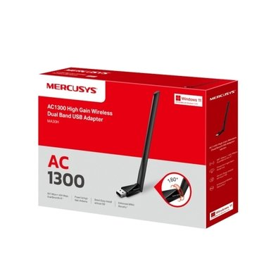 Adaptador USB Mercusys MA30H, AC1300, Dual Band, Alto Alcance, Preto - MCS0053 Adaptador USB Mercusys MA30H, AC1300, Dual Band, Alto Alcance, Preto - MCS0053