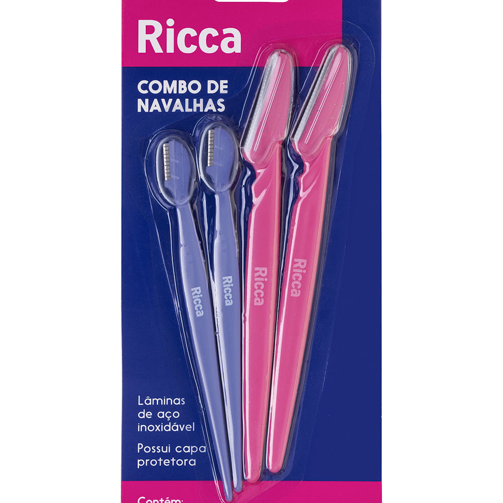 Navalha para sobrancelha ricca 4 unidades Navalha para sobrancelha ricca 4 unidades