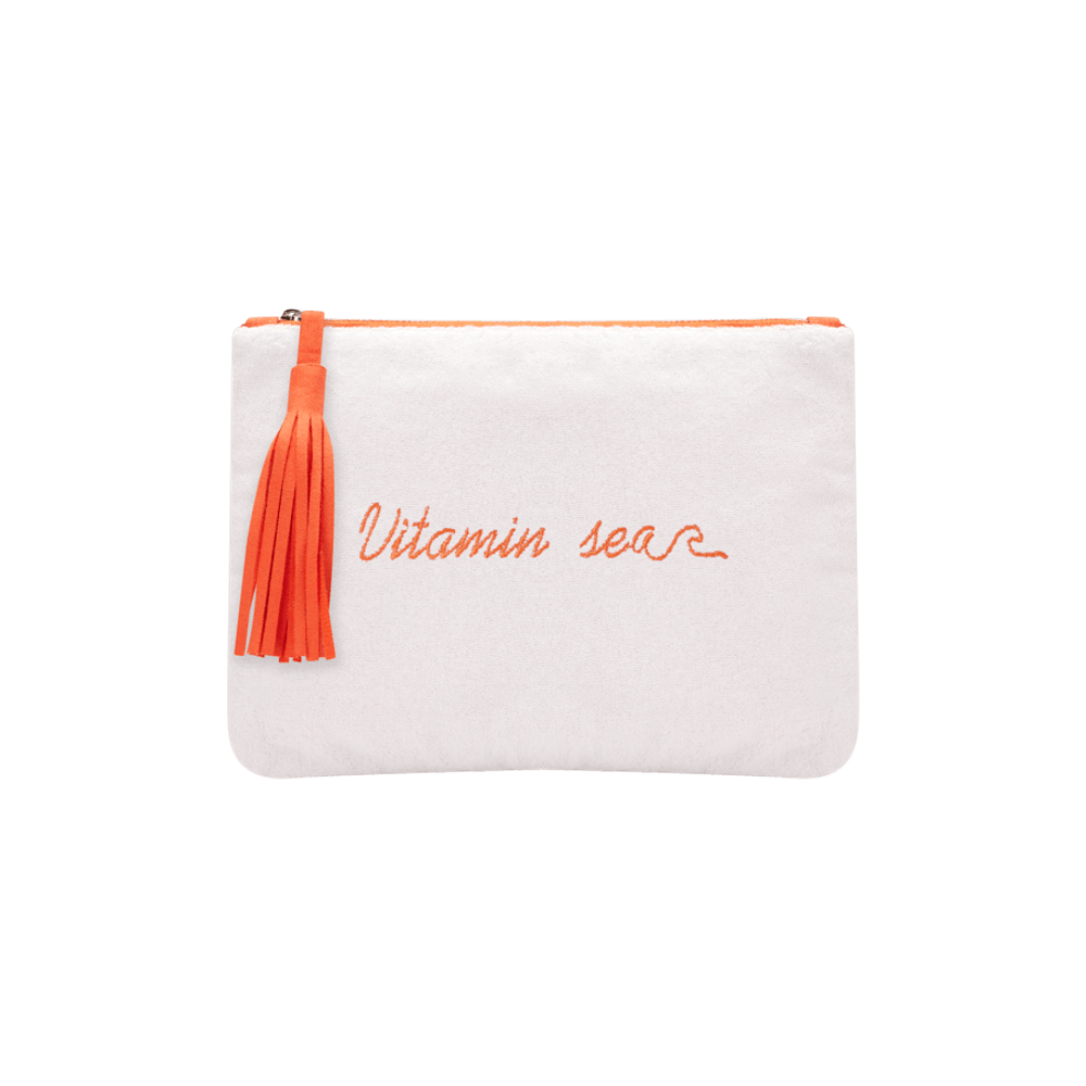 Necessaire Atoalhada Frase Bordada Branco TU