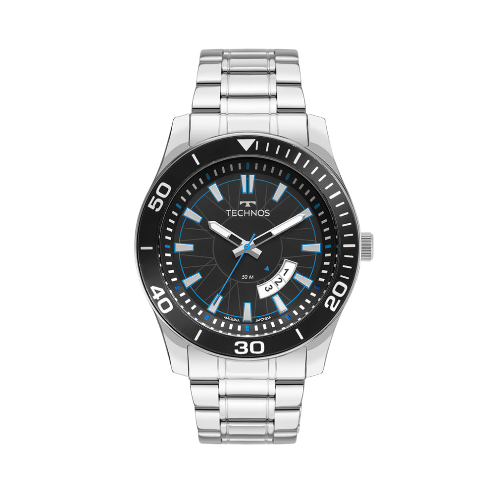 Relógio masculino technos analógico calendário 2115ksm 1a prateado Relógio masculino technos analógico calendário 2115ksm 1a prateado