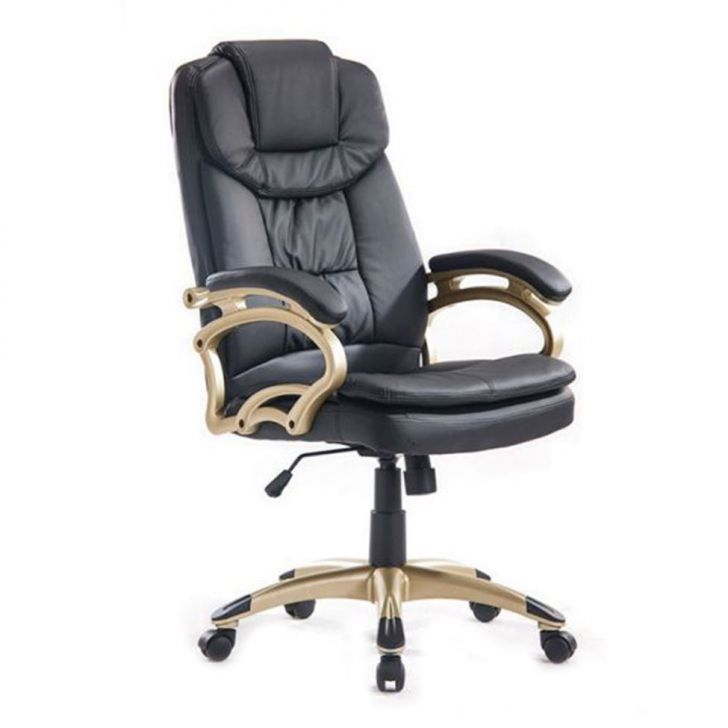 Cadeira De Escritório Presidente Giratória Com Relax Clark Preta E Dourada Cadeira De Escritório Presidente Giratória Com Relax Clark Preta E Dourada
