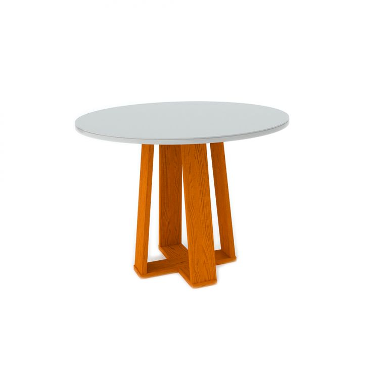 Mesa De Jantar Redonda Com Tampo De Vidro Isabela Ipê E Off White 100 Cm Mesa De Jantar Redonda Com Tampo De Vidro Isabela Ipê E Off White 100 Cm