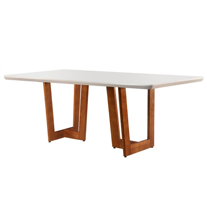 Mesa De Jantar Retangular Com Tampo De Vidro Tália Off White E Imbuia 180 Cm Mesa De Jantar Retangular Com Tampo De Vidro Tália Off White E Imbuia 180 Cm