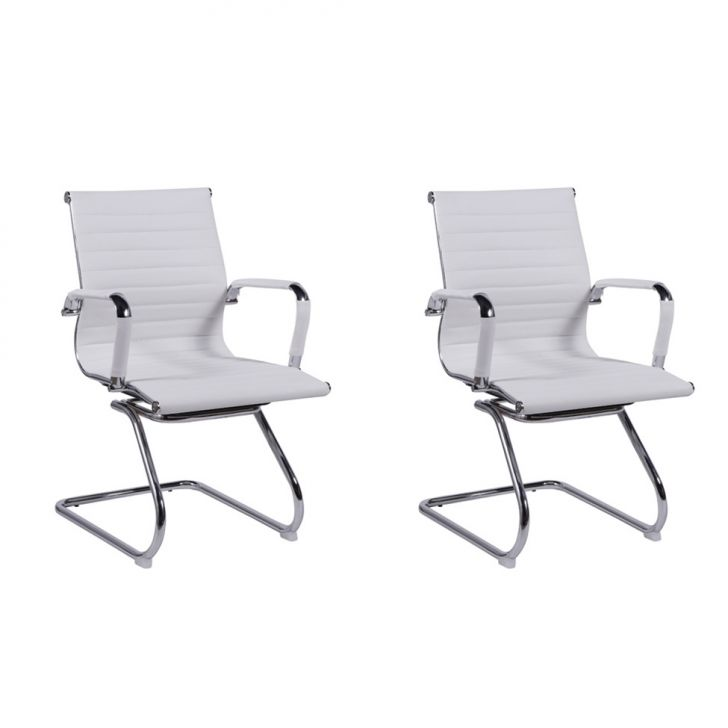 Conjunto Com 2 Cadeiras De Escritório Secretária Milão Ii Branco Conjunto Com 2 Cadeiras De Escritório Secretária Milão Ii Branco