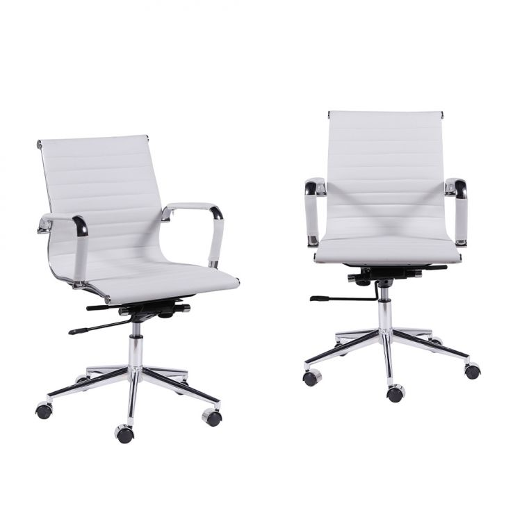Conjunto Com 2 Cadeiras De Escritório Secretária Giratória Milão Ii Branco Conjunto Com 2 Cadeiras De Escritório Secretária Giratória Milão Ii Branco