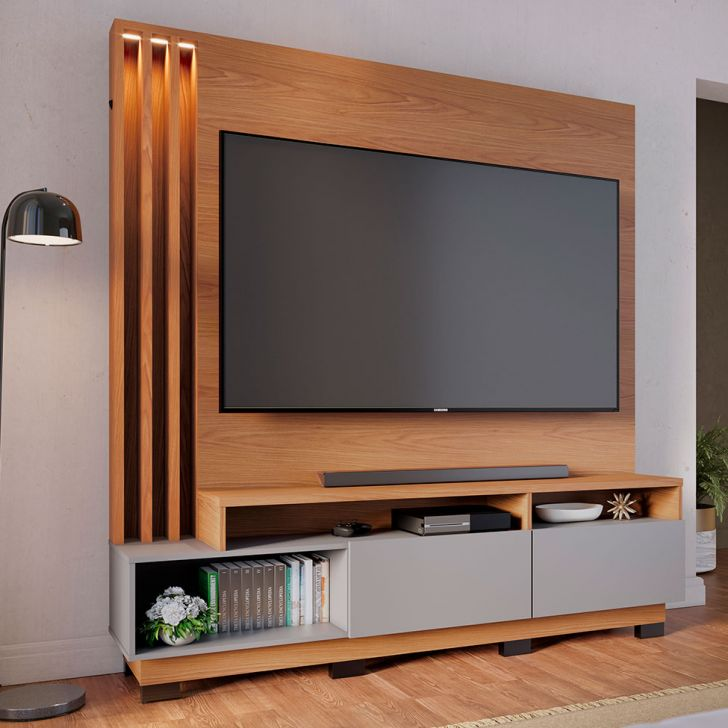 Estante Para Home Theater E Tv Até 65 Polegadas Humaitá Freijó E Cinza Estante Para Home Theater E Tv Até 65 Polegadas Humaitá Freijó E Cinza