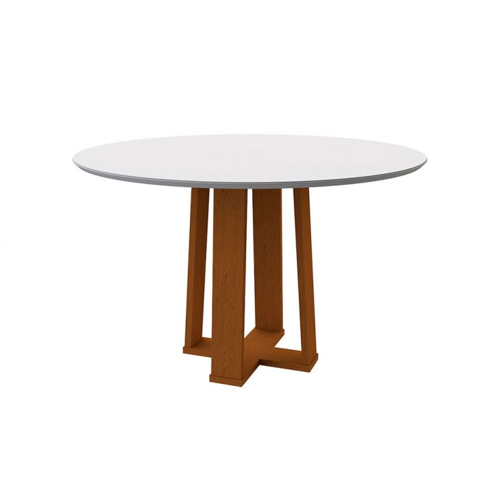 Mesa De Jantar Redonda Com Tampo De Vidro Isabela Off White E Ype 117 Cm Mesa De Jantar Redonda Com Tampo De Vidro Isabela Off White E Ype 117 Cm