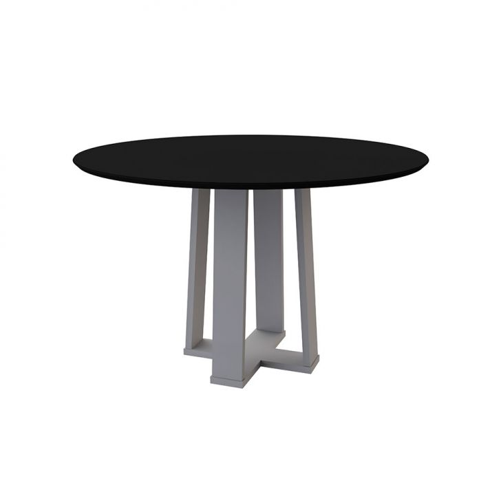 Mesa De Jantar Redonda Com Tampo De Vidro Isabela Preta E Off White 117 Cm Mesa De Jantar Redonda Com Tampo De Vidro Isabela Preta E Off White 117 Cm