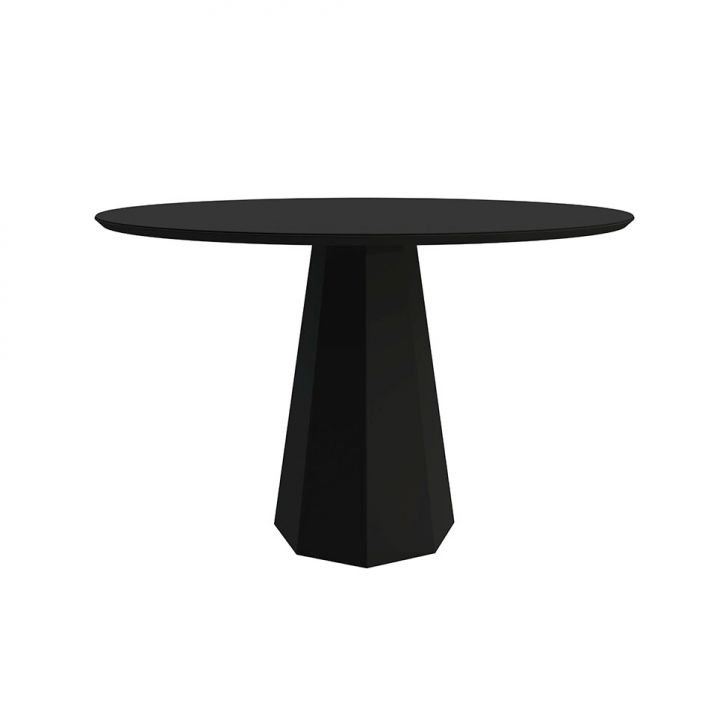 Mesa De Jantar Redonda Com Tampo De Vidro Isis Preta 117 Cm Mesa De Jantar Redonda Com Tampo De Vidro Isis Preta 117 Cm