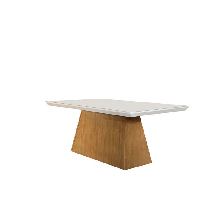 Mesa De Jantar Retangular Com Tampo De Vidro Luna Imbuia E Off White Mesa De Jantar Retangular Com Tampo De Vidro Luna Imbuia E Off White