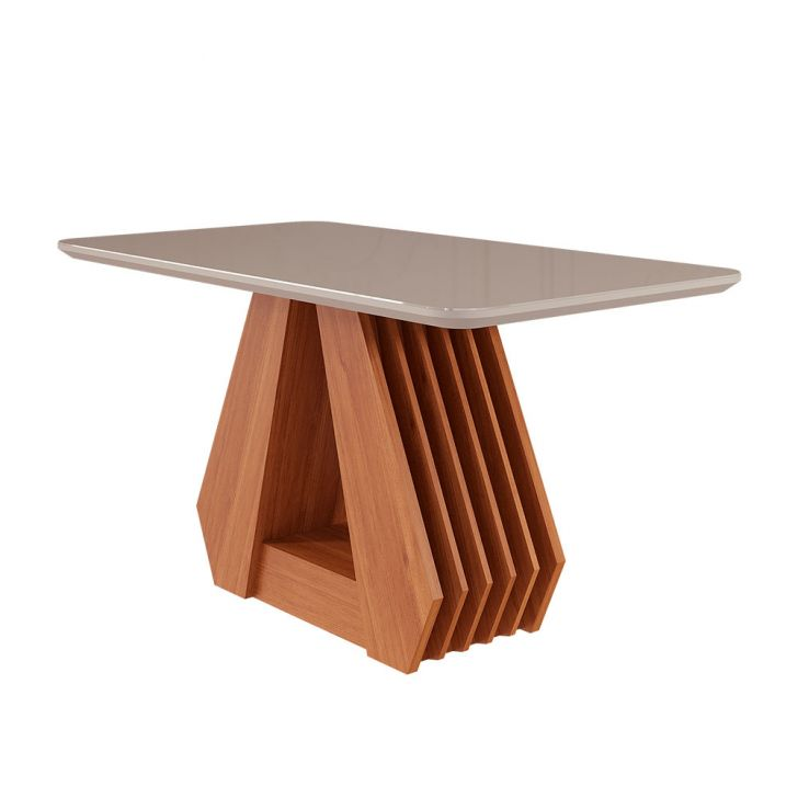 Mesa De Jantar Retangular Com Tampo De Vidro Ágata Cinamomo E Off White 130 Cm Mesa De Jantar Retangular Com Tampo De Vidro Ágata Cinamomo E Off White 130 Cm
