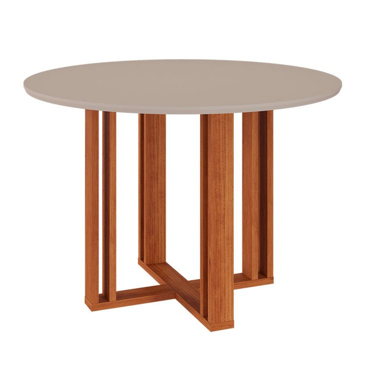 Mesa De Jantar Redonda Com Tampo Mdf Flora Cinamomo E Off White 109 Cm Mesa De Jantar Redonda Com Tampo Mdf Flora Cinamomo E Off White 109 Cm