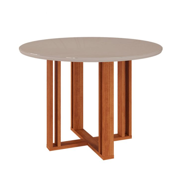 Mesa De Jantar Redonda Com Tampo De Vidro Flora Cinamomo E Off White 109 Cm Mesa De Jantar Redonda Com Tampo De Vidro Flora Cinamomo E Off White 109 Cm