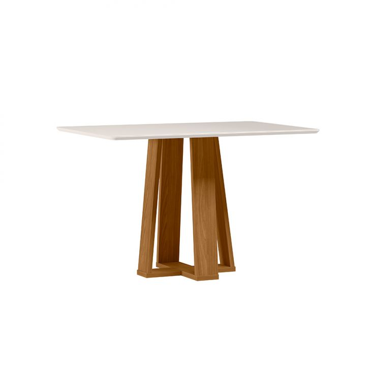 Mesa De Jantar Retangular Com Tampo De Vidro Rubi Off White E Ypê 120 Cm Mesa De Jantar Retangular Com Tampo De Vidro Rubi Off White E Ypê 120 Cm