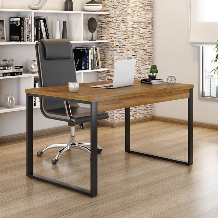 Mesa De Escritório Málaga Nogal E Preta 120 Cm Mesa De Escritório Málaga Nogal E Preta 120 Cm