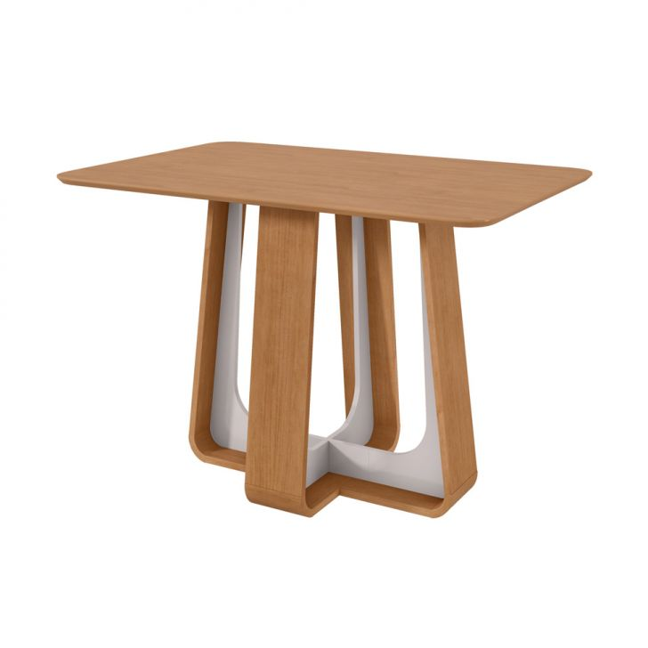 Mesa De Jantar Retangular Com Tampo De Mdf Sintonia Amêndoa E Off White 120 Cm