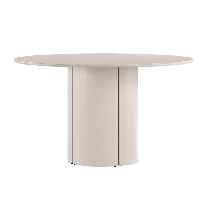 Mesa De Jantar Redonda Com Tampo De Vidro Serena Off White 135 Cm Mesa De Jantar Redonda Com Tampo De Vidro Serena Off White 135 Cm