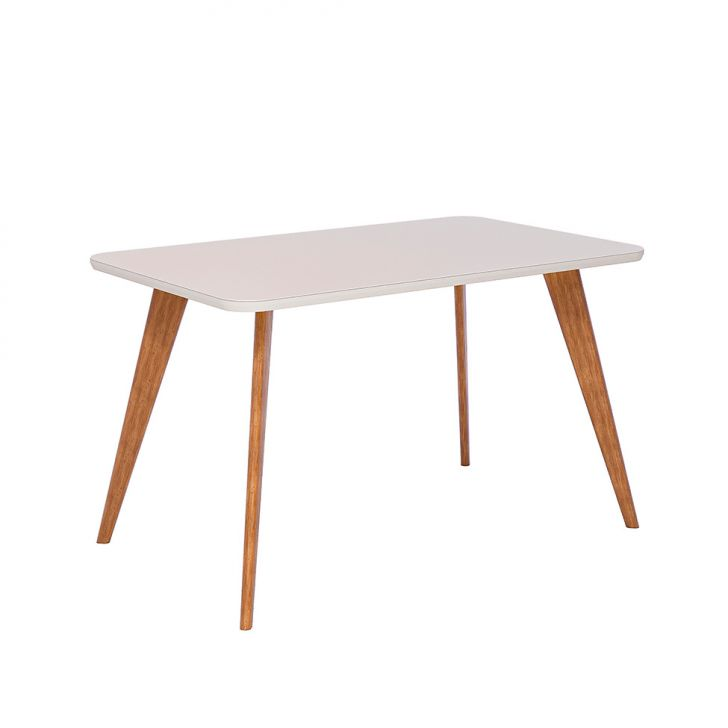 Mesa De Jantar Retangular Com Tampo De Vidro Acerola Off White E Madeira 130 Cm Mesa De Jantar Retangular Com Tampo De Vidro Acerola Off White E Madeira 130 Cm