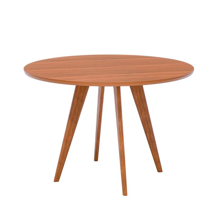 Mesa De Jantar Redonda Com Tampo Mdf Acerola Cinamomo E Madeira 109 Cm Mesa De Jantar Redonda Com Tampo Mdf Acerola Cinamomo E Madeira 109 Cm