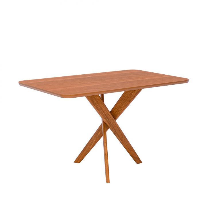Mesa De Jantar Retangular Com Tampo Mdf Cacau Cinamomo E Madeira 130 Cm
