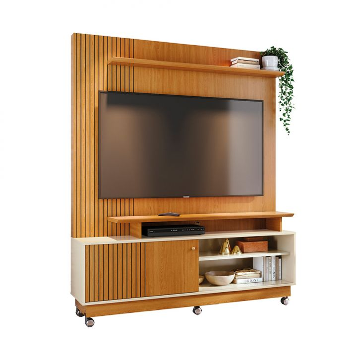 Estante Para Home Theater E Tv Até 65 Polegadas Com Rodízios Ares Cinamomo E Off White Estante Para Home Theater E Tv Até 65 Polegadas Com Rodízios Ares Cinamomo E Off White