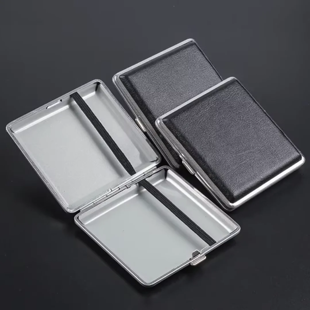 1pc Double-open Leather Cigars Cigarettes Cases for 20 sticks Cigarette Stainless Steel Tobacco Cigarette Boxes Tools 1pc Double-open Leather Cigars Cigarettes Cases for 20 sticks Cigarette Stainless Steel Tobacco Cigarette Boxes Tools