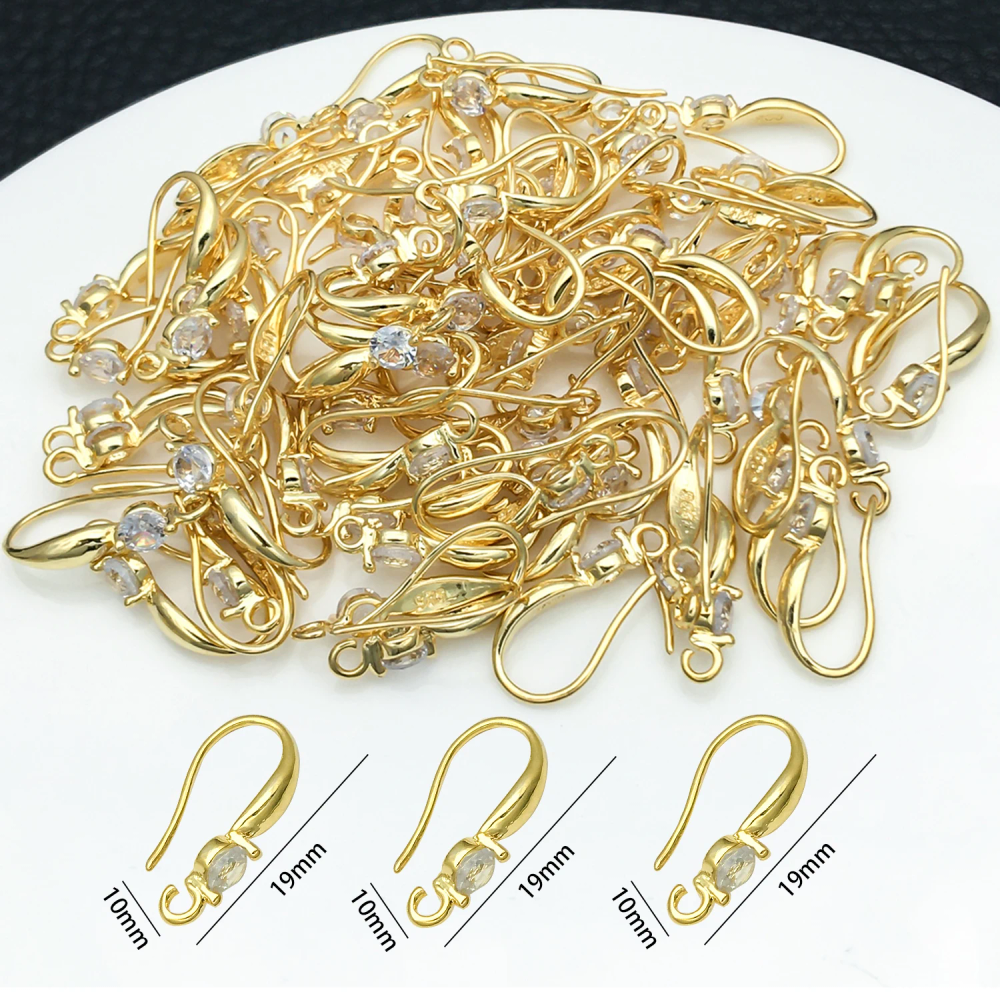3pcs 10x19mm with Zircon Earring Hooks Wires Brass Material DIY Jewelry Making Accessories Handmade Earrings Findings 3pcs 10x19mm with Zircon Earring Hooks Wires Brass Material DIY Jewelry Making Accessories Handmade Earrings Findings