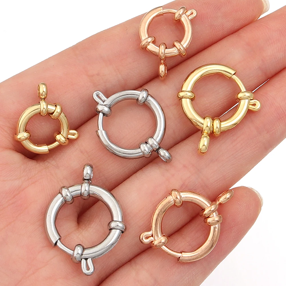 2pcs 316 Stainless Steel Sailor Clasps Round Spring Clasps Hooks For DIY Jewelry Making Bracelet Necklace End Clasps Connectors 2pcs 316 Stainless Steel Sailor Clasps Round Spring Clasps Hooks For DIY Jewelry Making Bracelet Necklace End Clasps Connectors