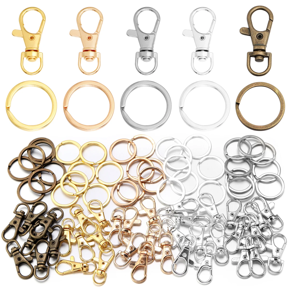 10Sets Alloy Swivel Lobster Clasp Hooks With Split Key Ring Snap Hooks For DIY Keychain Bag Hang Doll Jewelry Making Accessories 10Sets Alloy Swivel Lobster Clasp Hooks With Split Key Ring Snap Hooks For DIY Keychain Bag Hang Doll Jewelry Making Accessories