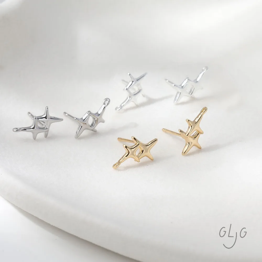 6PCS Dainty Celestial North Star Ear Studs Diy Earrings Connectors Jewelry Findings Supplies 14k Gold Plated Accessories 9*13mm 6PCS Dainty Celestial North Star Ear Studs Diy Earrings Connectors Jewelry Findings Supplies 14k Gold Plated Accessories 9*13mm