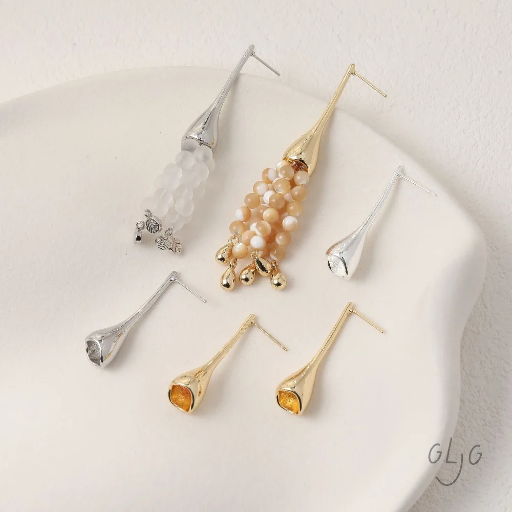 2PCS Dainty Horn Flower Ear Studs Earrings for Jewelry Findings Making DIY Hand Made Brass 14k Gold Plated 35*10mm Accessories 2PCS Dainty Horn Flower Ear Studs Earrings for Jewelry Findings Making DIY Hand Made Brass 14k Gold Plated 35*10mm Accessories