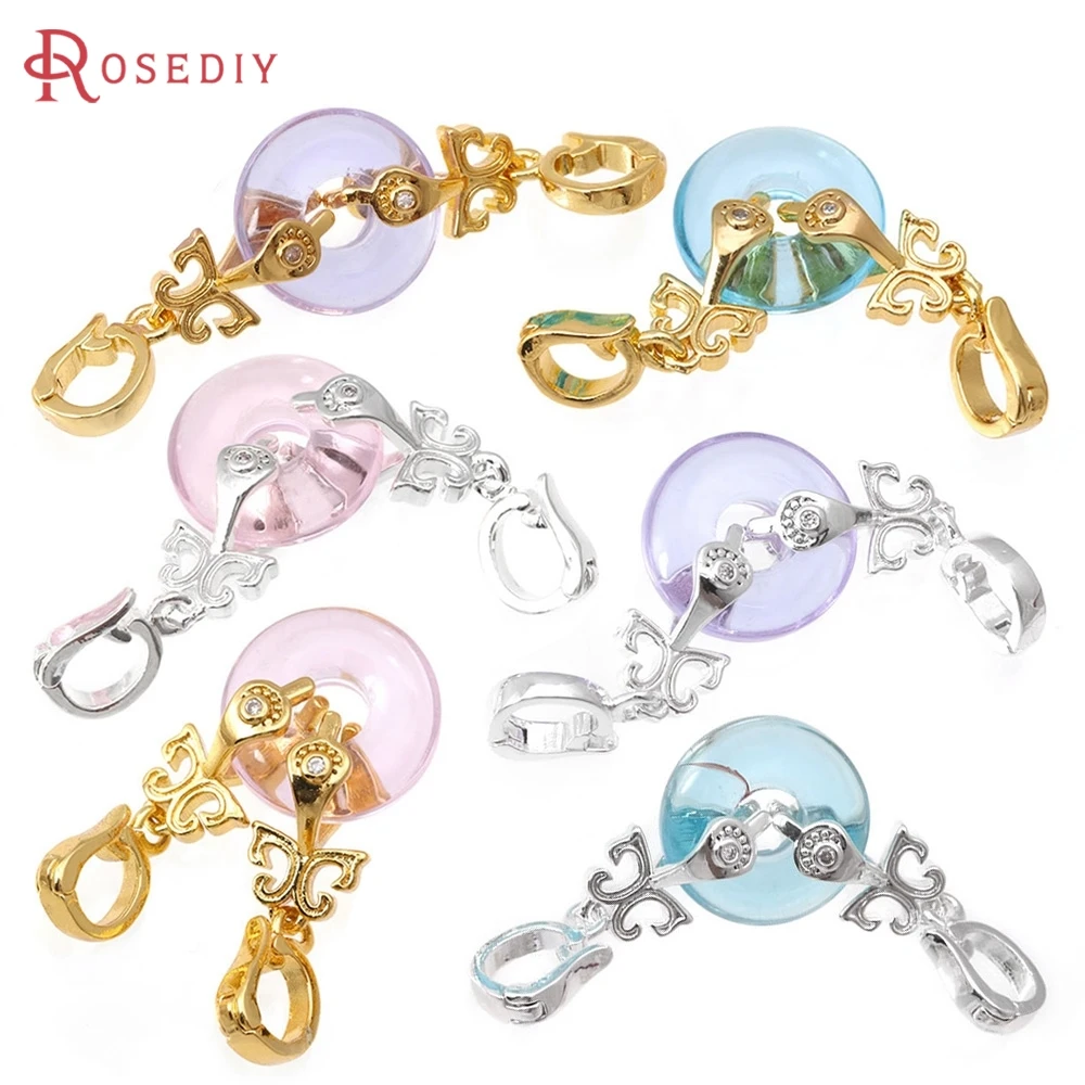 2 Sets 18K Gold Color Brass Zircon and Glass Round Connector for Necklaces Bracelet Clasps High Quality Diy Making Accessories 2 Sets 18K Gold Color Brass Zircon and Glass Round Connector for Necklaces Bracelet Clasps High Quality Diy Making Accessories