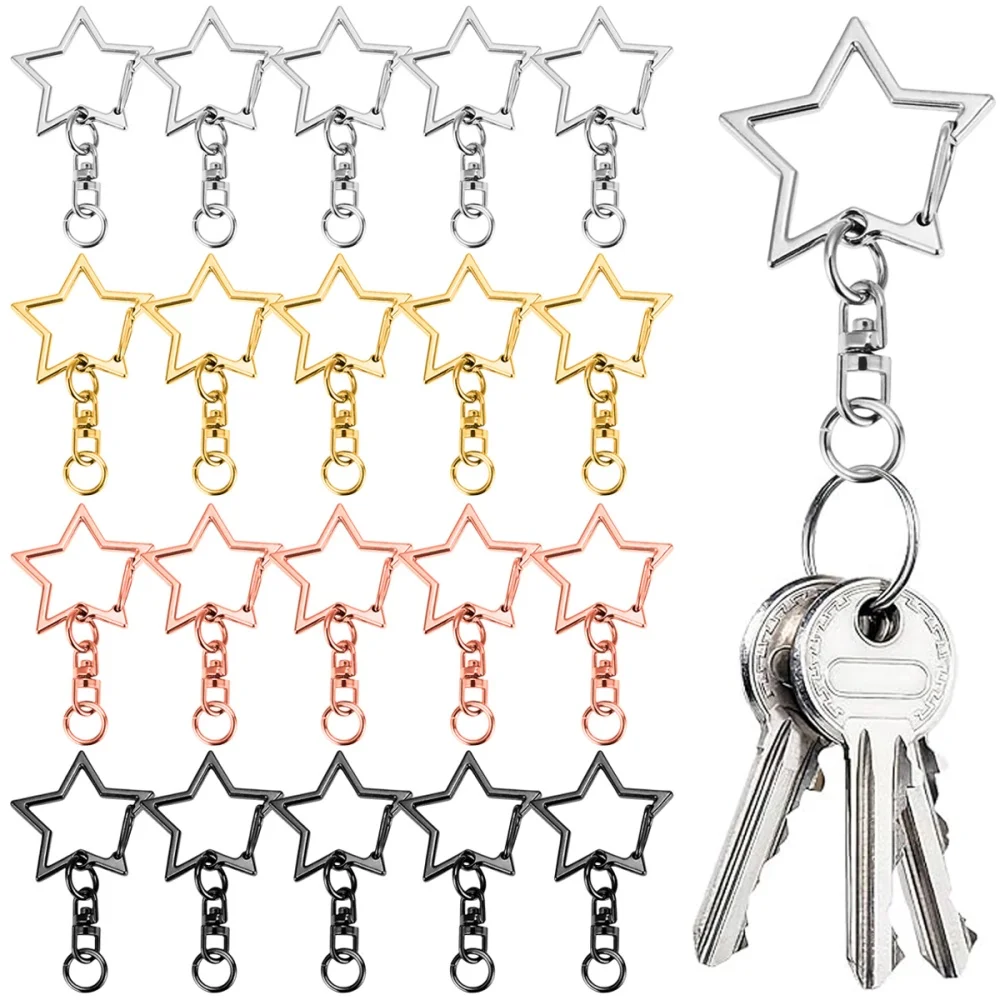 5/15/25/50Sets Star Shaped Snap Keychain Lobster Claw Clasp with Hanging Buckle Jump Ring for DIY Crafts Jewelry Accessory Gift 5/15/25/50Sets Star Shaped Snap Keychain Lobster Claw Clasp with Hanging Buckle Jump Ring for DIY Crafts Jewelry Accessory Gift