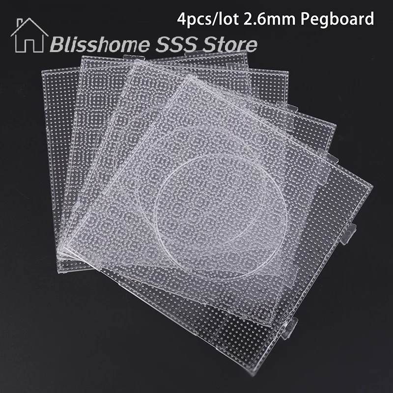 【S】4Pcs 2.6MM Beads Pegboards Board For Perler Tool Fuse Beads Square Jigsaw Puzzle Template Children Educational Toys DIY