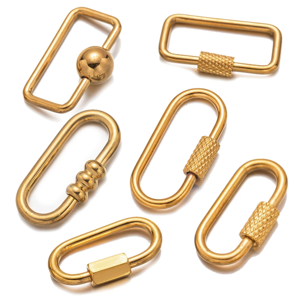 5pcs Stainless Steel Small Oval Locking Carabiner Screw Lock Charm Key Clasps for Necklace Bracelet Jewelry Making Handbag DIY 5pcs Stainless Steel Small Oval Locking Carabiner Screw Lock Charm Key Clasps for Necklace Bracelet Jewelry Making Handbag DIY