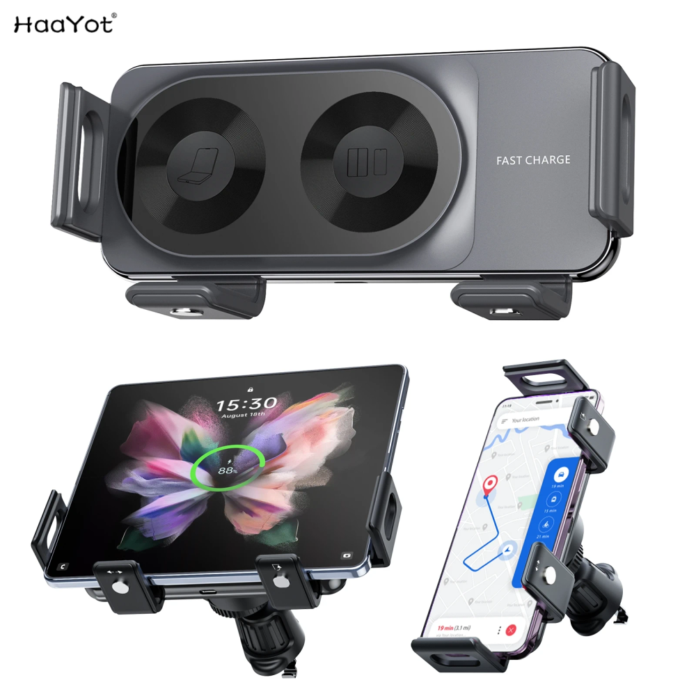 15W Universal Car Phone Wireless Charger Holder 360° Rotation Mount for Samsung Galaxy Z Flip & Fold 7 6 5 S26 S25 Iphone 17 16