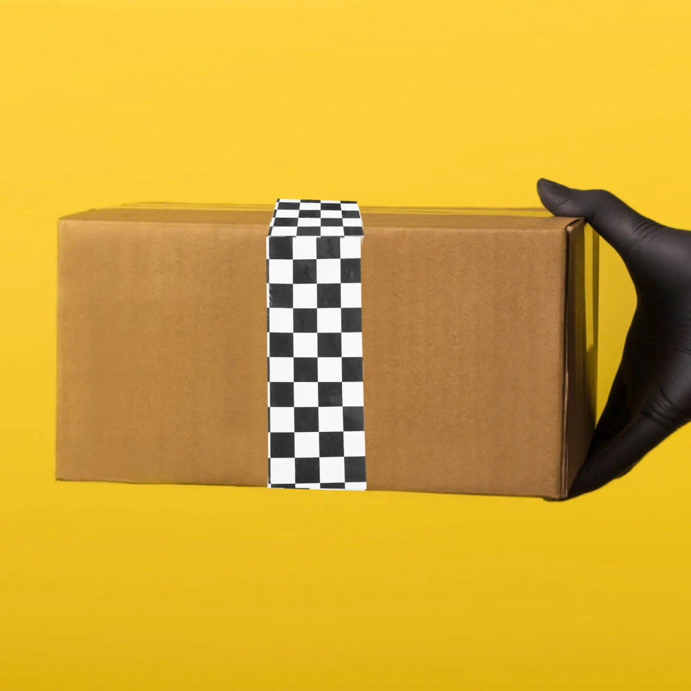 1 Roll Black White Checkered Delivery Tape Strong Adhesive Easy Use Packaging Shipping Sealing Goods Tape Tapes 1 Roll Black White Checkered Delivery Tape Strong Adhesive Easy Use Packaging Shipping Sealing Goods Tape Tapes