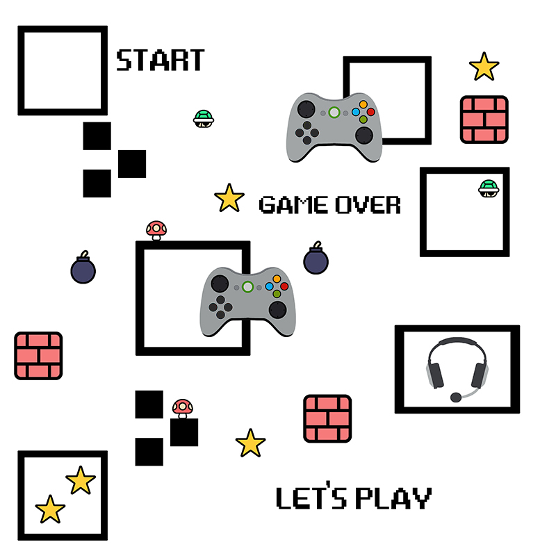 Adesivo de Parede Infantil Video Game - recortado para colar na parede como quiser