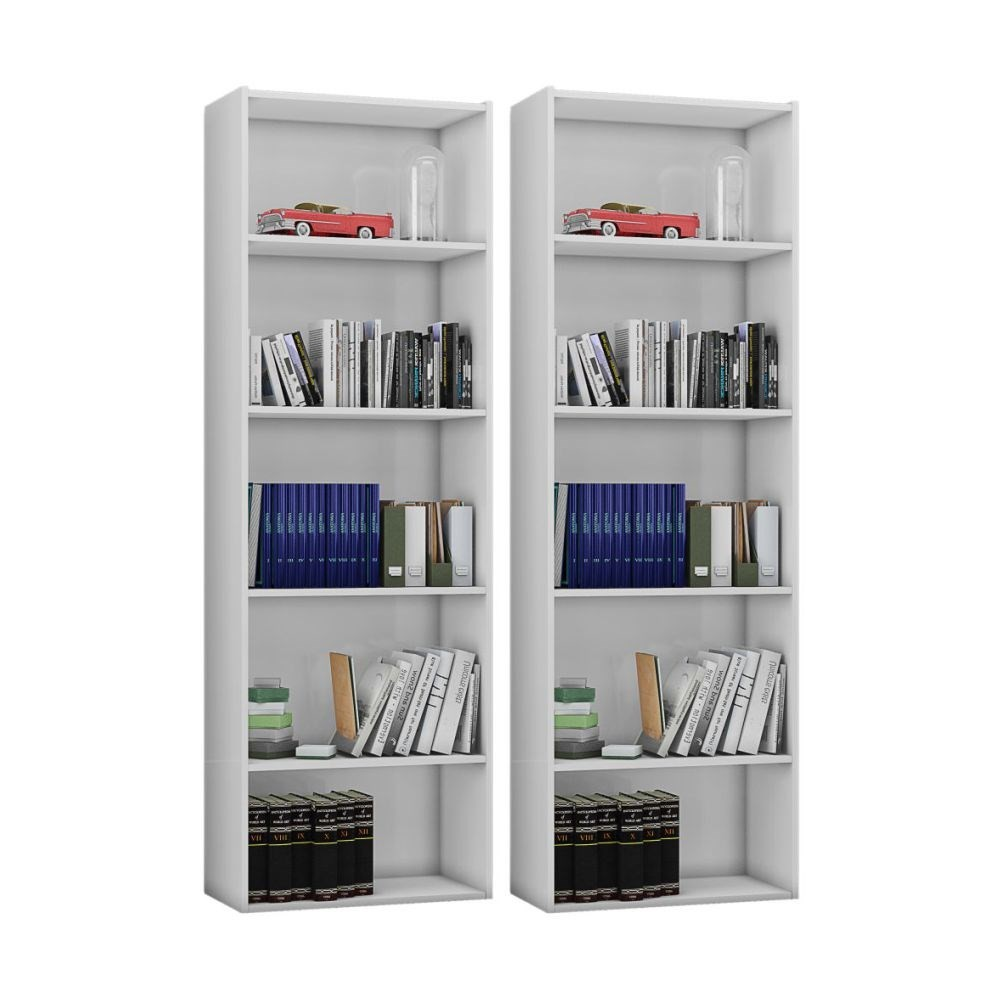 Kit 2 Estantes Livreiro Multiuso 4 Prateleiras Luiza Branco - AJL Móveis Kit 2 Estantes Livreiro Multiuso 4 Prateleiras Luiza Branco - AJL Móveis