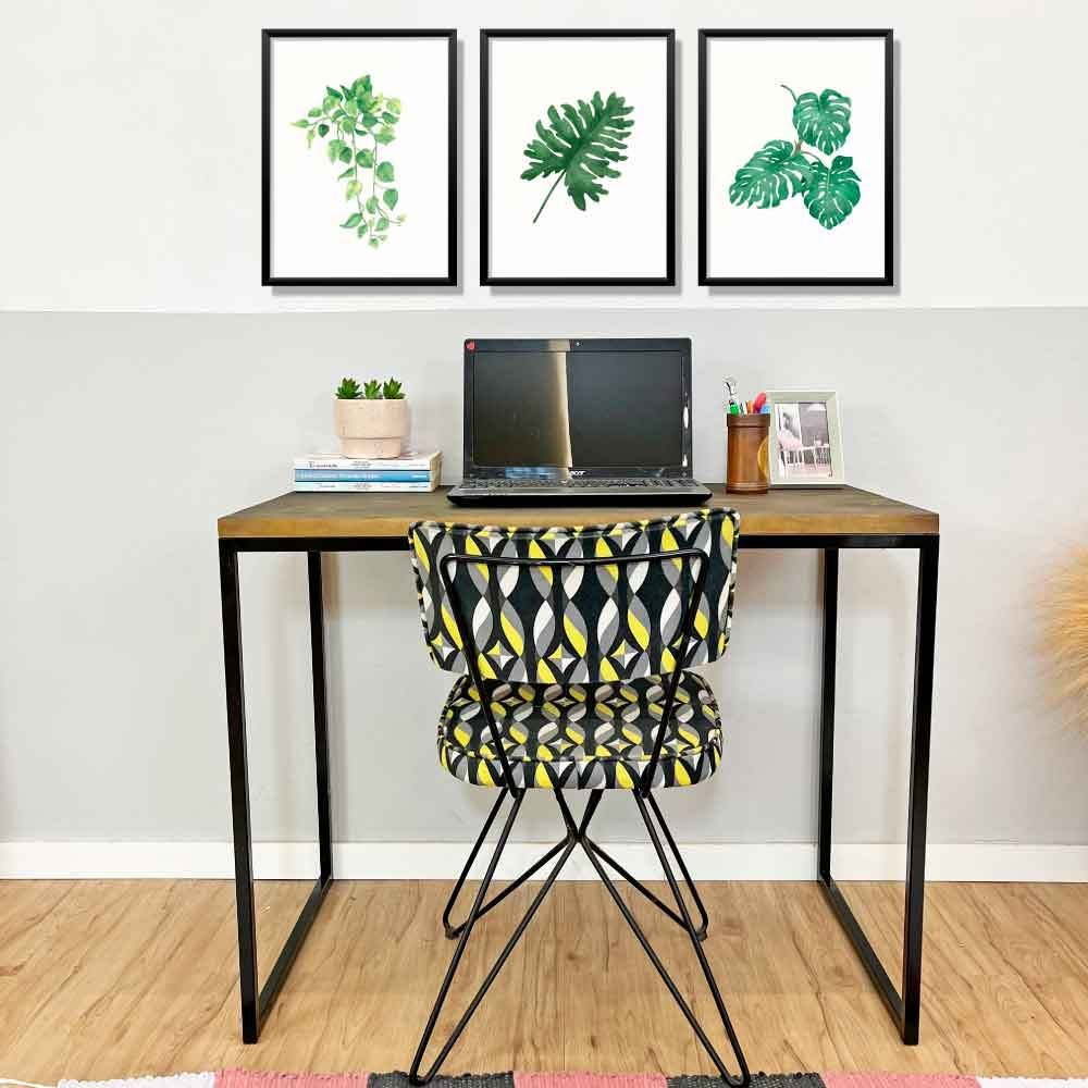 Mesa Escritório de Ferro e Madeira 96cm Style Industrial Tabaco e Preto Mesa Escritório de Ferro e Madeira 96cm Style Industrial Tabaco e Preto