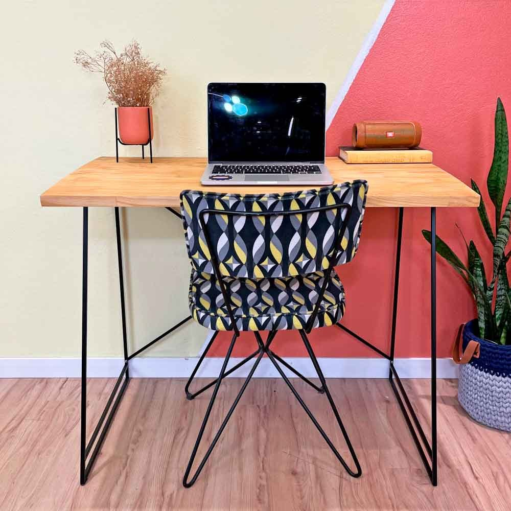 Mesa Escritório de Ferro e Madeira Industrial Nozes e Preto Mesa Escritório de Ferro e Madeira Industrial Nozes e Preto