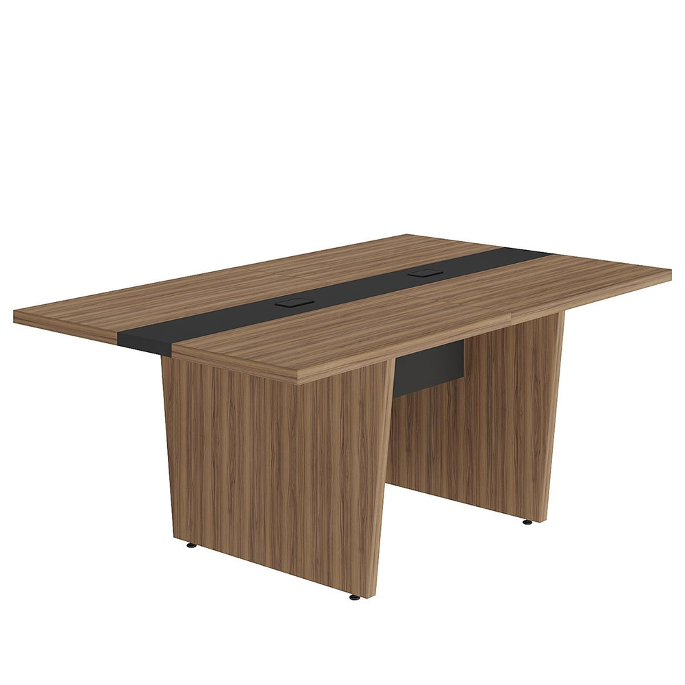 Mesa para Escritório para Reunião com 2 Tomadas Nogal/Preto Mesa para Escritório para Reunião com 2 Tomadas Nogal/Preto
