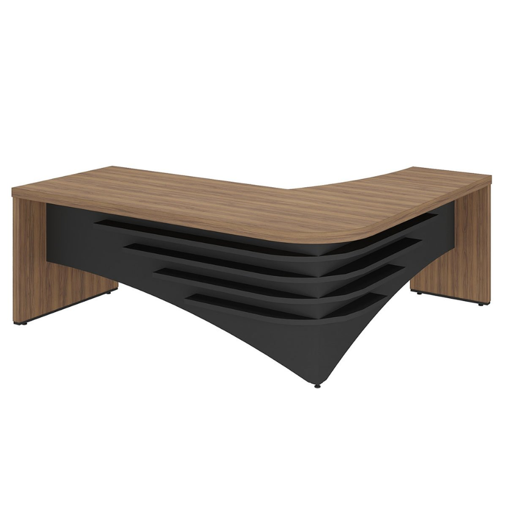 Mesa para Escritório em L Diretor Lado Esquerdo Nogal/Preto Mesa para Escritório em L Diretor Lado Esquerdo Nogal/Preto