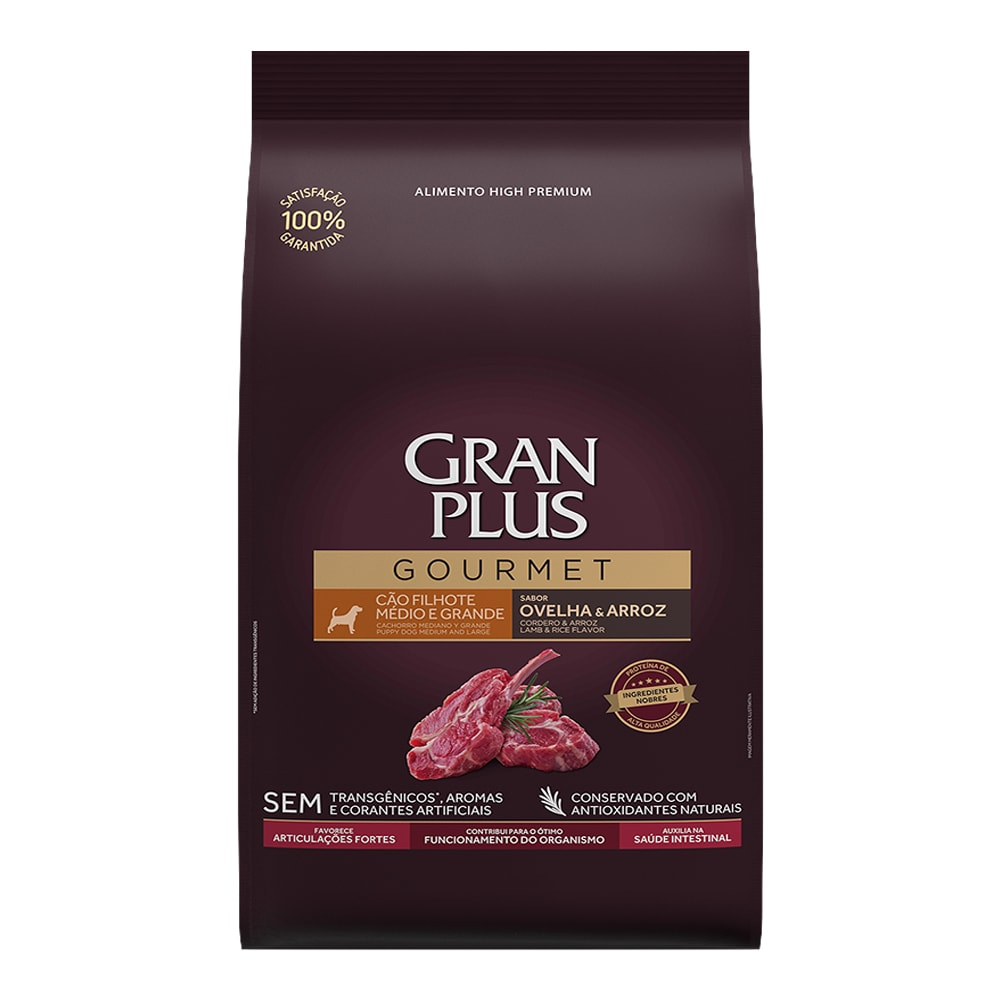 Ração GranPlus Gourmet Cães Filhotes Médio e Grande Ovelha e Arroz Ração GranPlus Gourmet Cães Filhotes Médio e Grande Ovelha e Arroz