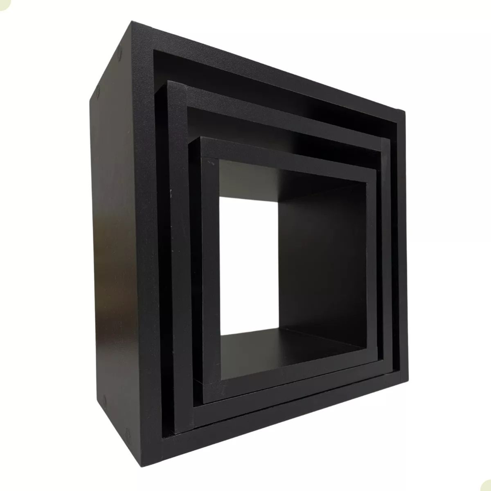 Kit Nicho Quadrado de Parede MDF Preto Kit Nicho Quadrado de Parede MDF Preto