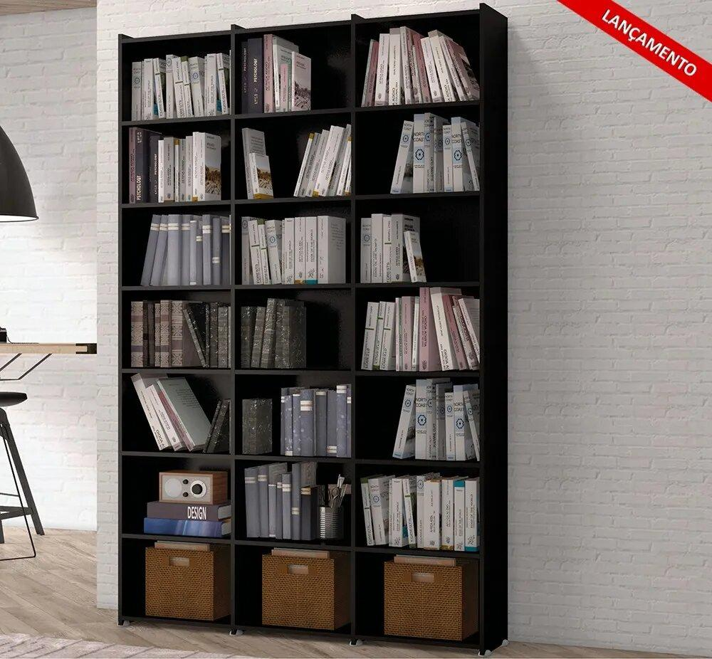 Livreiro Multiuso 18 Prateleiras Preto Montenegro Bela Casa Livreiro Multiuso 18 Prateleiras Preto Montenegro Bela Casa
