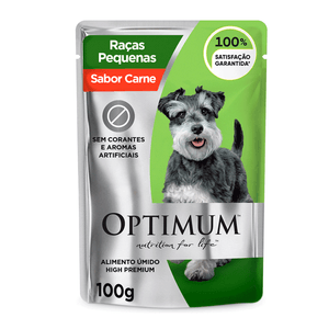 Ração Úmida Optimum Sachê para Cães Adultos Raças Pequenas e Minis Carne - 100 g