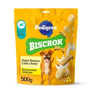 Biscoito Pedigree Biscrok Cães Adultos Raças Pequenas Banana, Leite e Aveia - 500 g